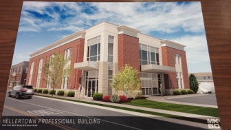 A two-story professional building is proposed for the former Murray Motors property in downtown Hellertown.