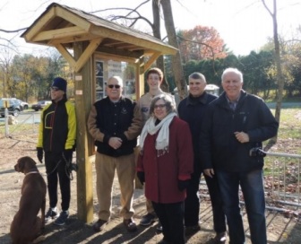 A new information kiosk at the Reading Drive Trailhead along the Saucon Rail Trail in Lower Saucon Townshp was dedicated on Nov. 8, 2014. The kiosk was constructed by Boy Scout Emmett Brown as an Eagle Scout project.