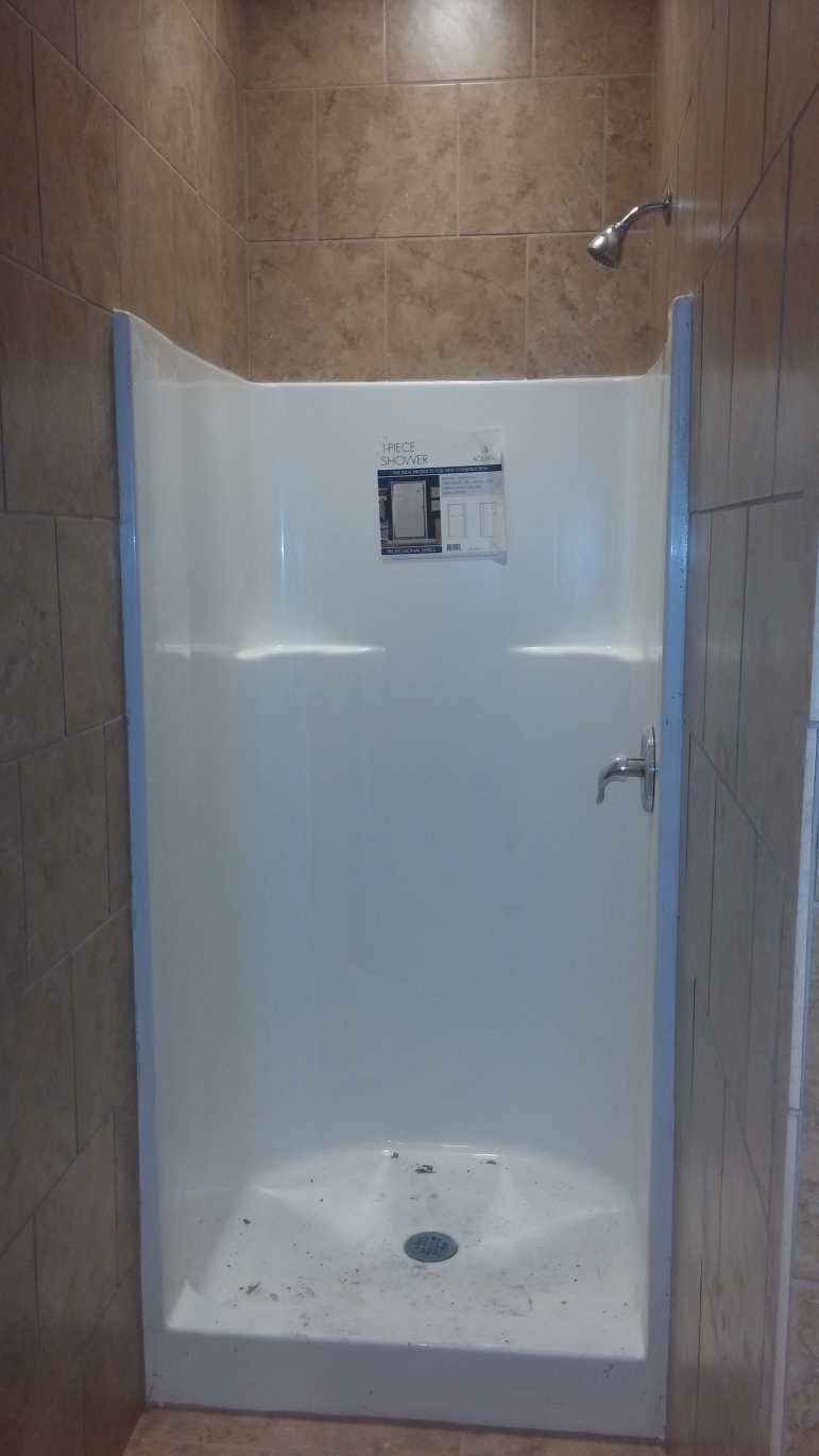 A shower stall in one of the bathrooms at the new Maxx Fitness gym in Lower Saucon Township.