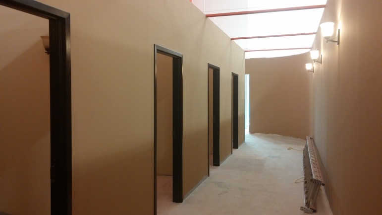 Large private tanning rooms are located behind a privacy wall inside Maxx Fitness, a new gym in Lower Saucon Township.