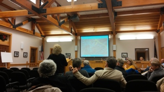Lower Saucon Township resident Kathy Pichel-McGovern voices opposition to the proposed PennEast natural gas pipeline that would cross her rural farm at a township council meeting held Dec. 3, 2014.