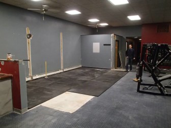 A long narrow hall lined with tanning booths has been removed, opening up the front room at the Main Street Gym in Hellertown.