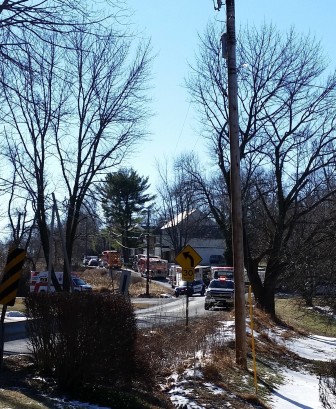 Fire, police and EMS personnel respond to a Jan. 17 garage fire near Bergstresser Drive and Drifting Drive in Lower Saucon Township.