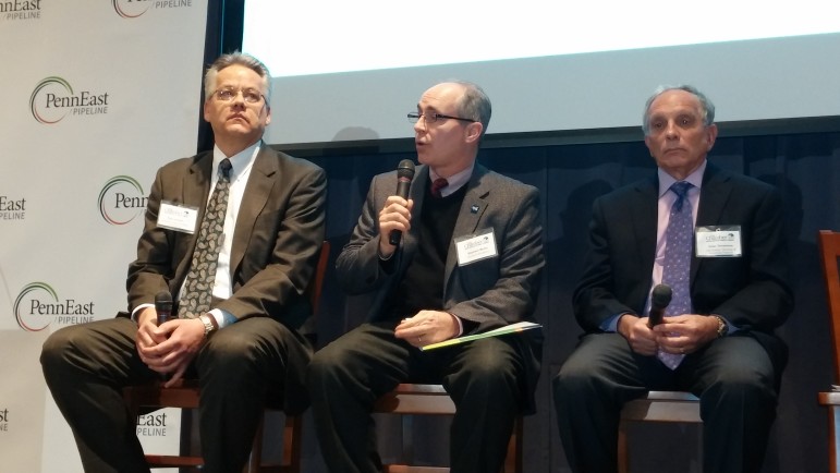 From left, associate dean for graduate and undergraduate programs at Drexel University's LeBow College of Business Paul Jensen; President and principal of Econsult Solutions, Stephen P. Mullin; and chairman of the PennEast Pipeline board of managers Peter Terranova