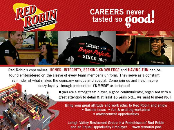 Red Robin at The Promenade Shops at Saucon Valley in Upper Saucon Township is currently hiring line cooks.