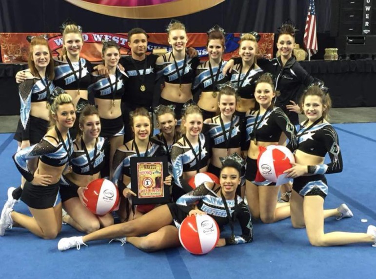Pictured: Force All-Stars Level 4 Senior Co-Ed Team Phoenix, which took first place at a cheerleading competition in Trenton, N.J., last weekend. Two members of the team--Kayla Reifinger and Alexis Anderson--are from Saucon Valley.