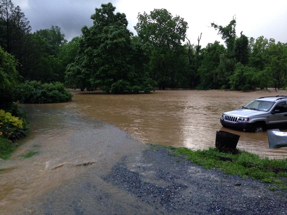 Flooding along Alpine Drive in Lower Saucon Township.