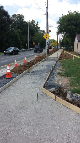 The sidewalk between Front Street and Water Street Park and the Saucon Rail Trail was closed late last week for replacement.