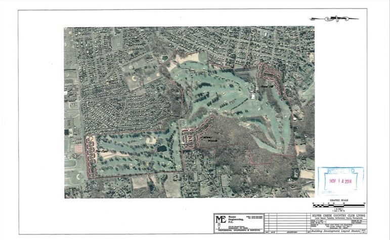 An aerial view of the proposed Silver Creek Country Club Living development in Lower Saucon Township.