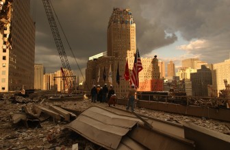 The aftermath of the Sept. 11 terrrorist attack at "Ground Zero" in New York City