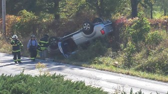 A rollover accident closed a section of Reservoir Road in Lower Saucon Township on Thursday, Oct. 15, 2015.