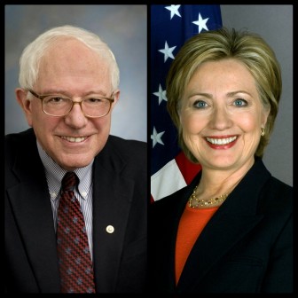 2016 Democratic presidential candidates Bernie Sanders (Vermont) and Hillary Clinton (New York)