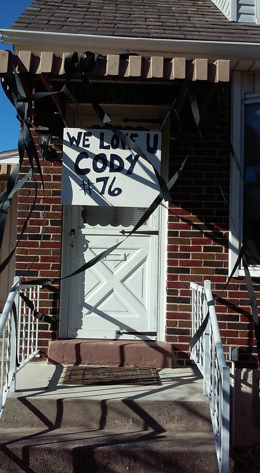 Denise Beckage-Martin's front door and porch are decorated in support of the Panthers and #76, junior Cody Zrinski.