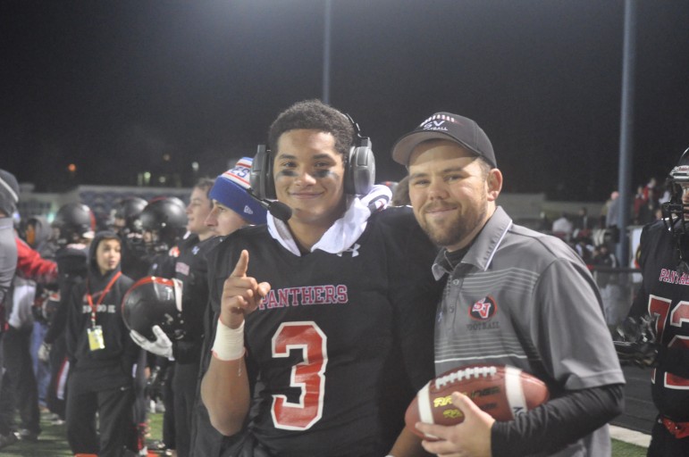 "Coach" Evan Culver and Ty Kessler enjoying the Selinsgrove mercy rule