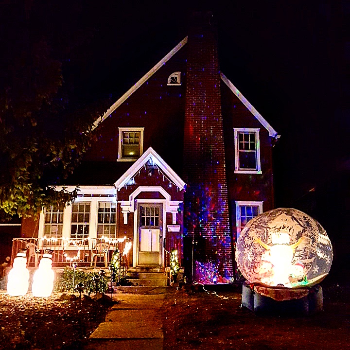 A house in Palmerton, Carbon County, displays a LED light show on its front-facing wall.