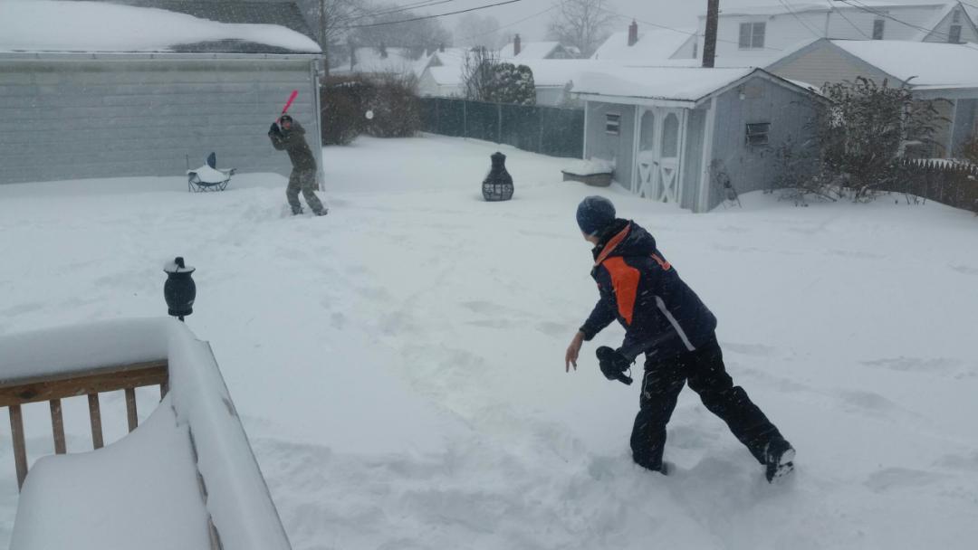 There's nothing like a game of blizz-ball (blizzard baseball) to break the monotony during a major snowstorm. This one took place in Hellertown.