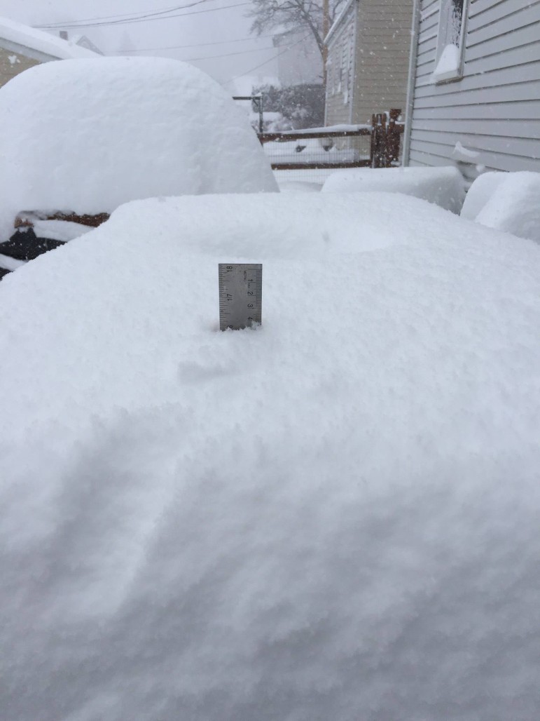 Patio sets disappeared under heavy snow all across the Saucon Valley
