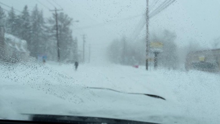 Normally busy Rt. 412 in Hellertown was mostly deserted on Saturday afternoon because of the blizzard.