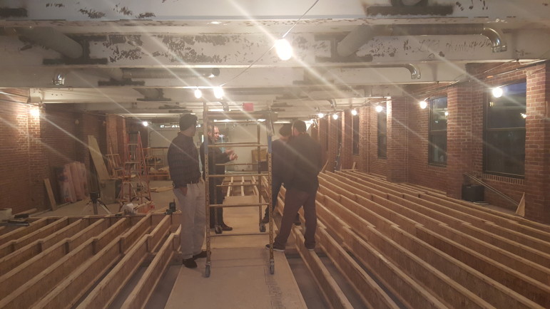 Lost Tavern Brewery will be located on the first floor of the RMI building at 782 Main St., Hellertown. Pictured: Building owner Ken Rampolla surveys the renovations under way along with brewery partners Kenny Rampolla, Anthony Gangi and Rob Grim.