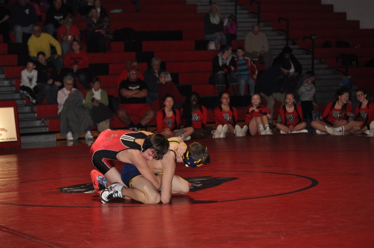 Panther freshman Nick Rosengrant controlling the action against Notre Dame's Ryan McGuire