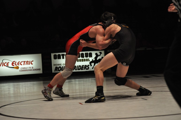 "Wrestler of the match" Jonah Zych of Saucon Valley outmuscled PIAA state qualifier Quintin Bernhard of NW Lehigh