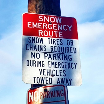 This snow emergency sign is posted along Magnolia Road in Hellertown.