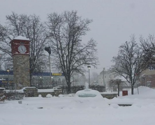Detwiller Plaza in Hellertown was a study in stone-faced beauty as the Blizzard of 2016 raged.