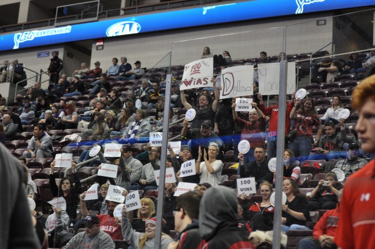 The Saucon fans let the Giant Center know it was Yonney's 100th win