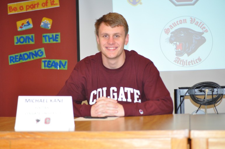Football player Mike Kane chose Colgate University and will major in economics