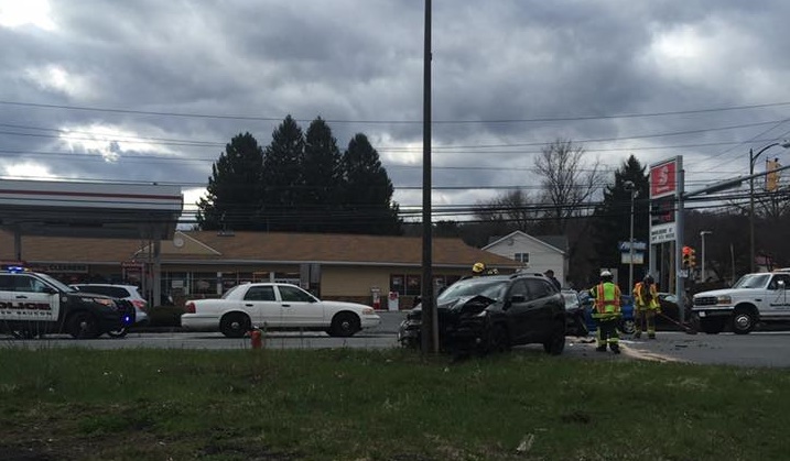 A single-vehicle accident at Rt. 378 and Black River Road in Lower Saucon Township sent one woman to the hospital Monday afternoon.