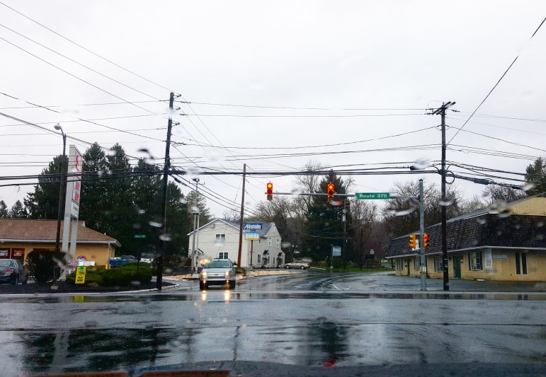 The intersection of Black River Road and Rt. 378 in Lower Saucon Township, on a rainy afternoon in April 2016