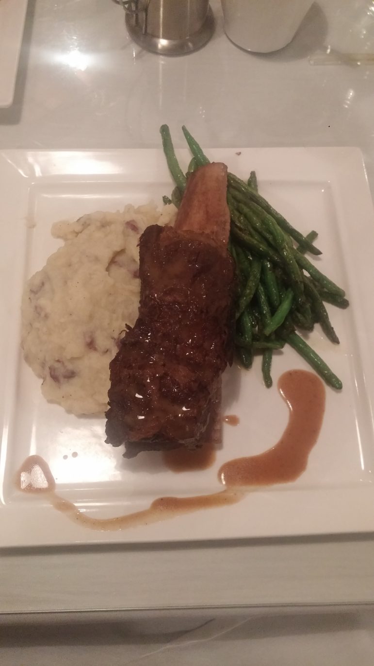 Braised Short Ribs with Garlic Mashed Potatoes at the James Eatery