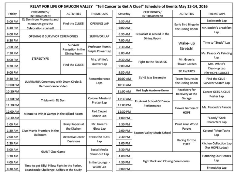 Relay schedule