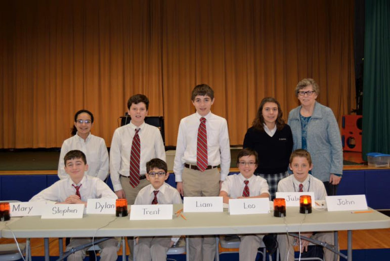 The members of the St. Michael the Archangel Middle School team that won the Diocesan Academic Bowl in Schuylkill Haven May 7.