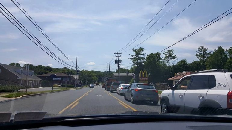 A photo of slow-moving traffic on Rt. 412 south in Hellertown taken at around noon on Wednesday.