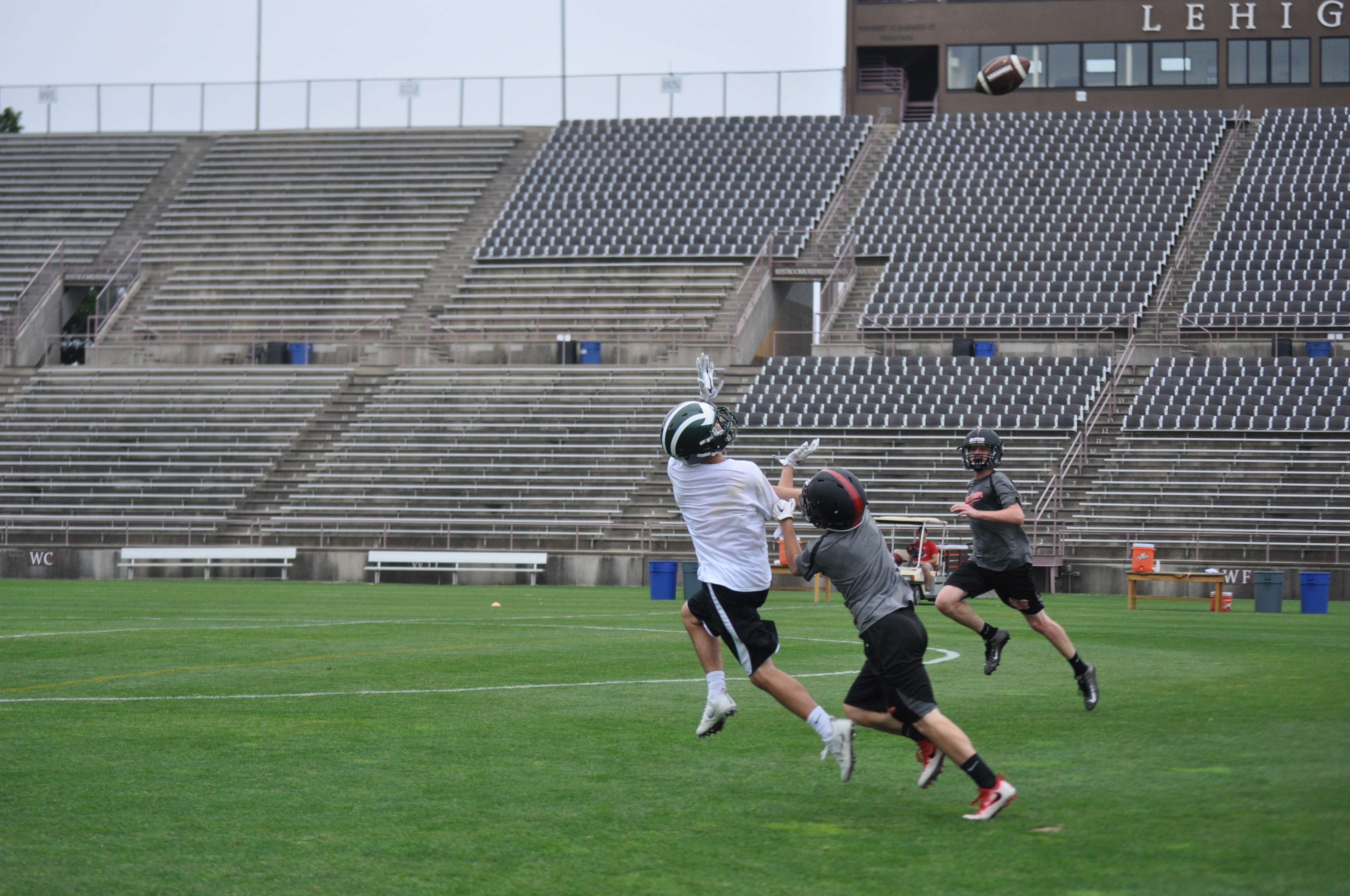 Panther defenders Alstan Wolfe and Zach Petiet converge on an Archmere receiver.