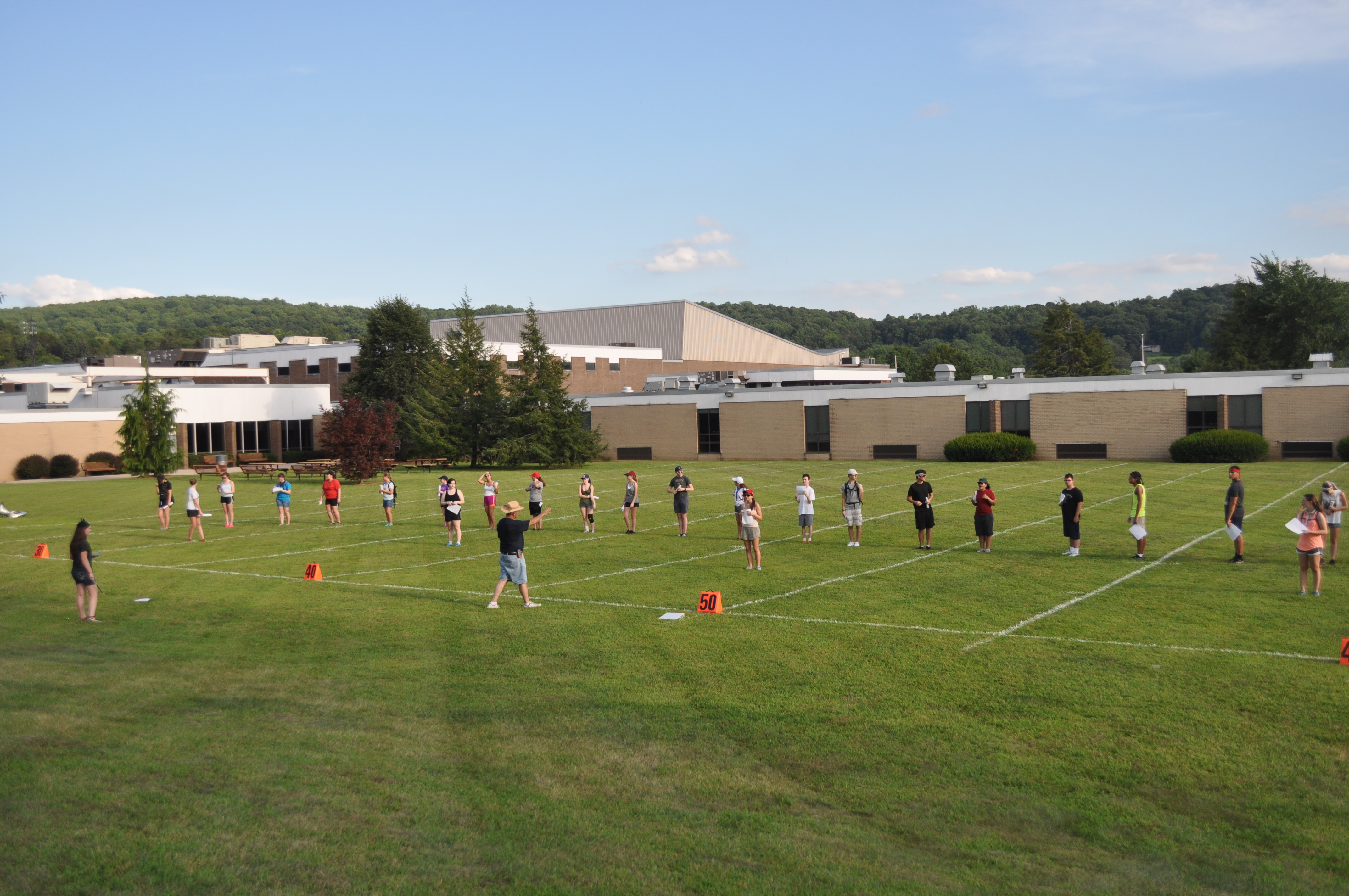 The Panther Marching Band getting into formation.