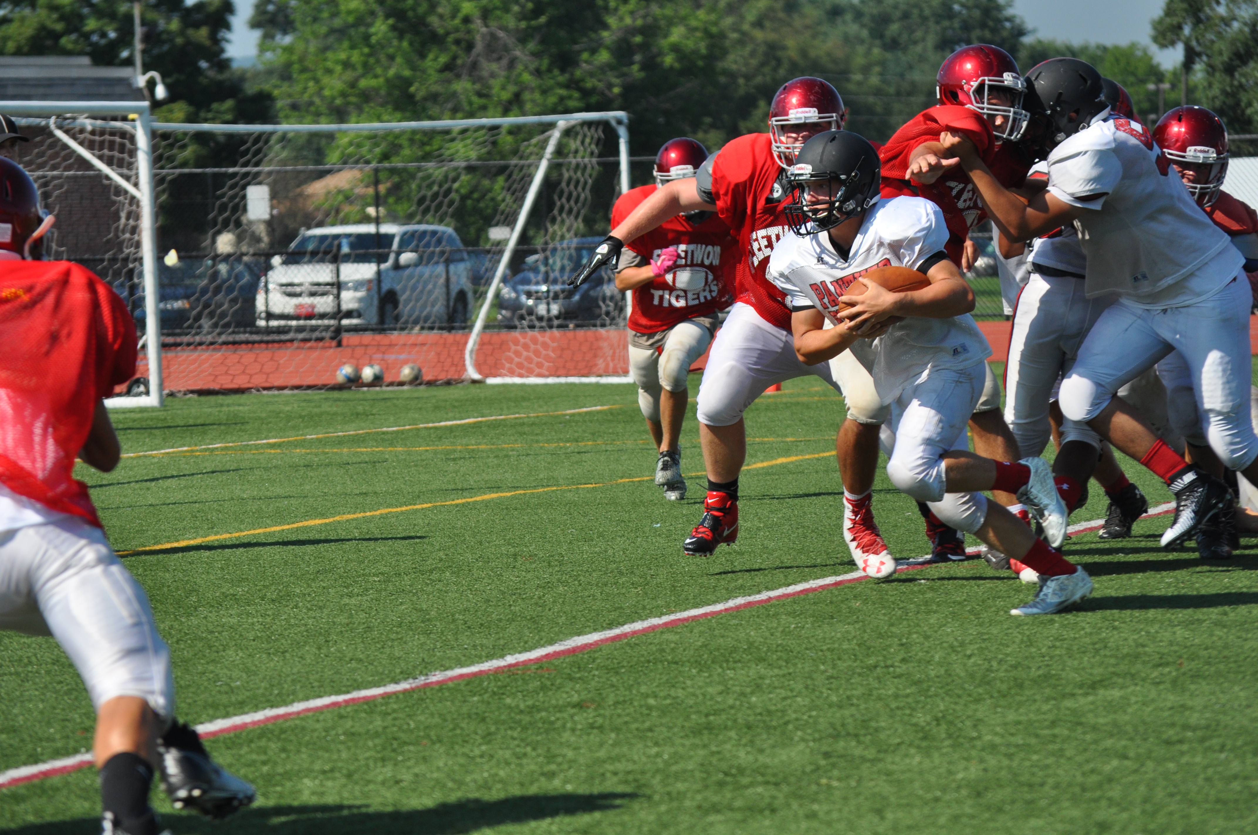 Panther sophomore Justin Kyra on his way toward the Fleetwood end zone.