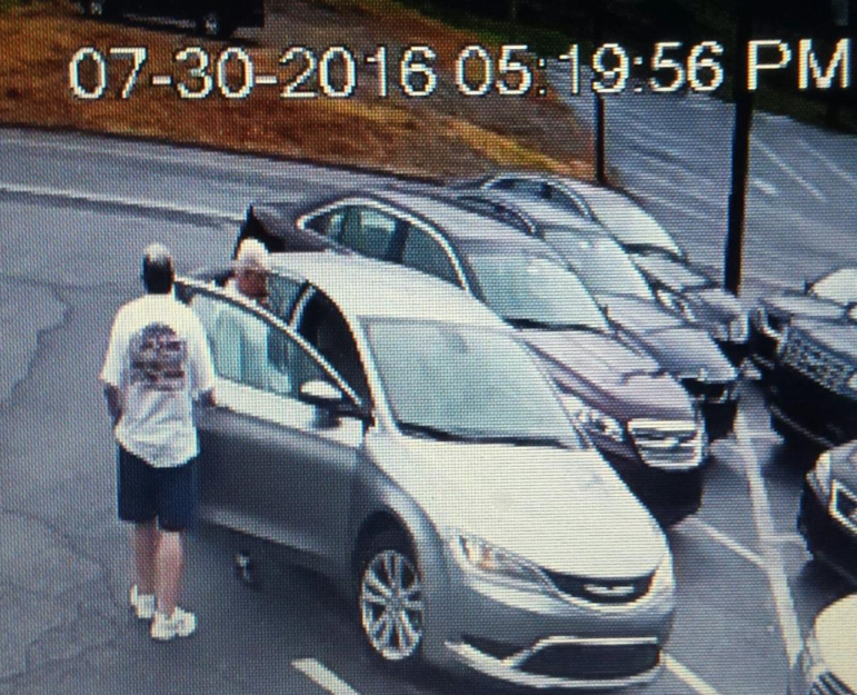 Surveillance video shows the vehicle Lower Saucon Township say is responsible for a hit-and-run accident in the front parking lot at Yianni's Taverna.