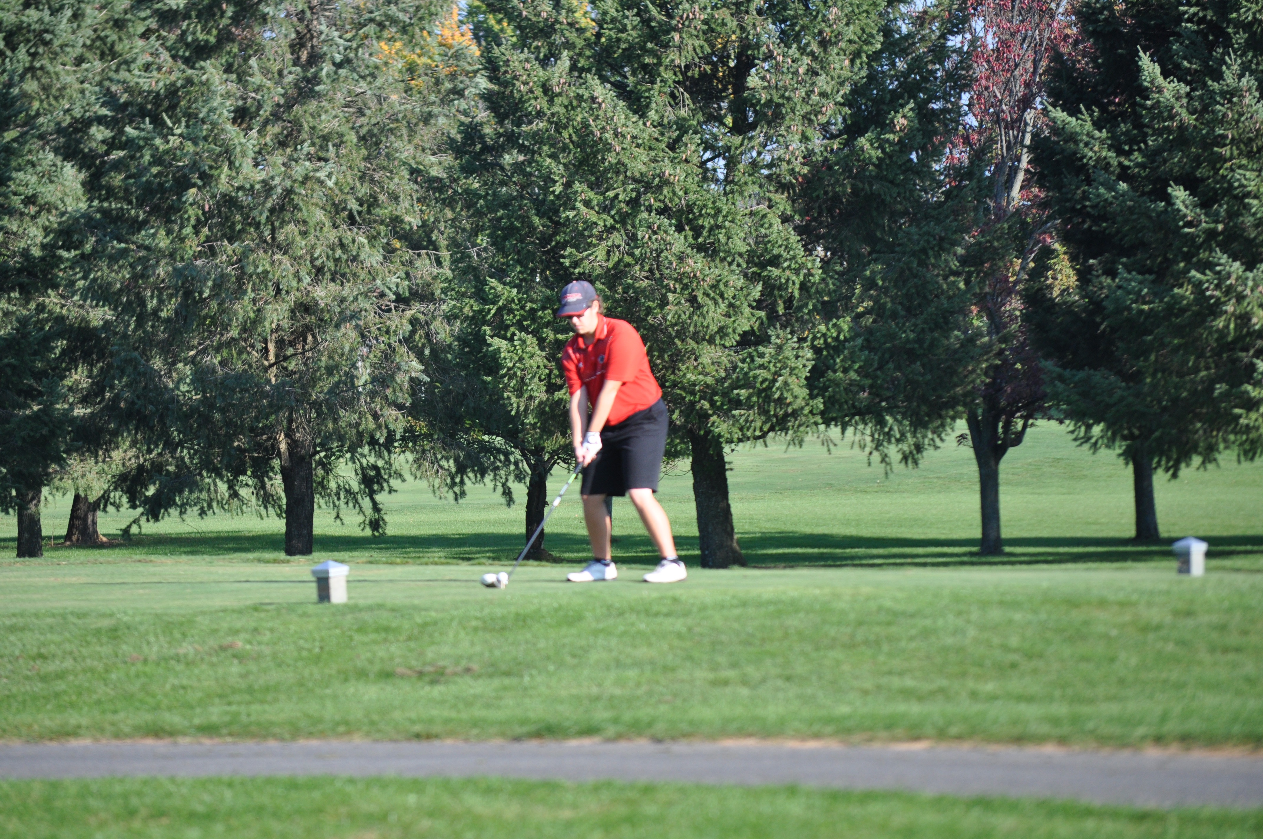 Sopia Israel teeing it up on the 14th hole at Golden Oaks in the PIAA Regional tournament.