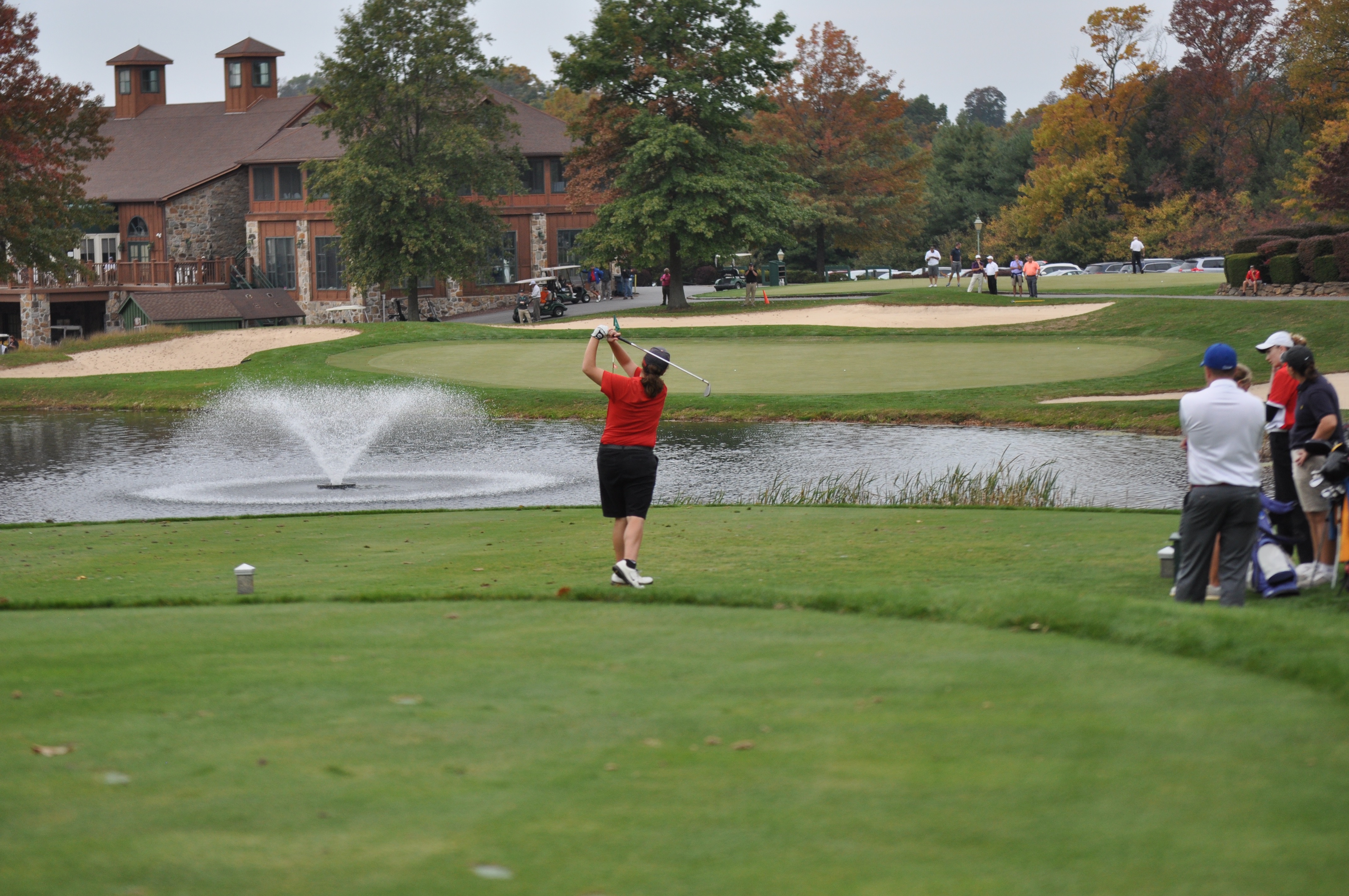 Sophia Israel caps off the front 9 with a par at Golden Oaks in the PIAA regional tournament.