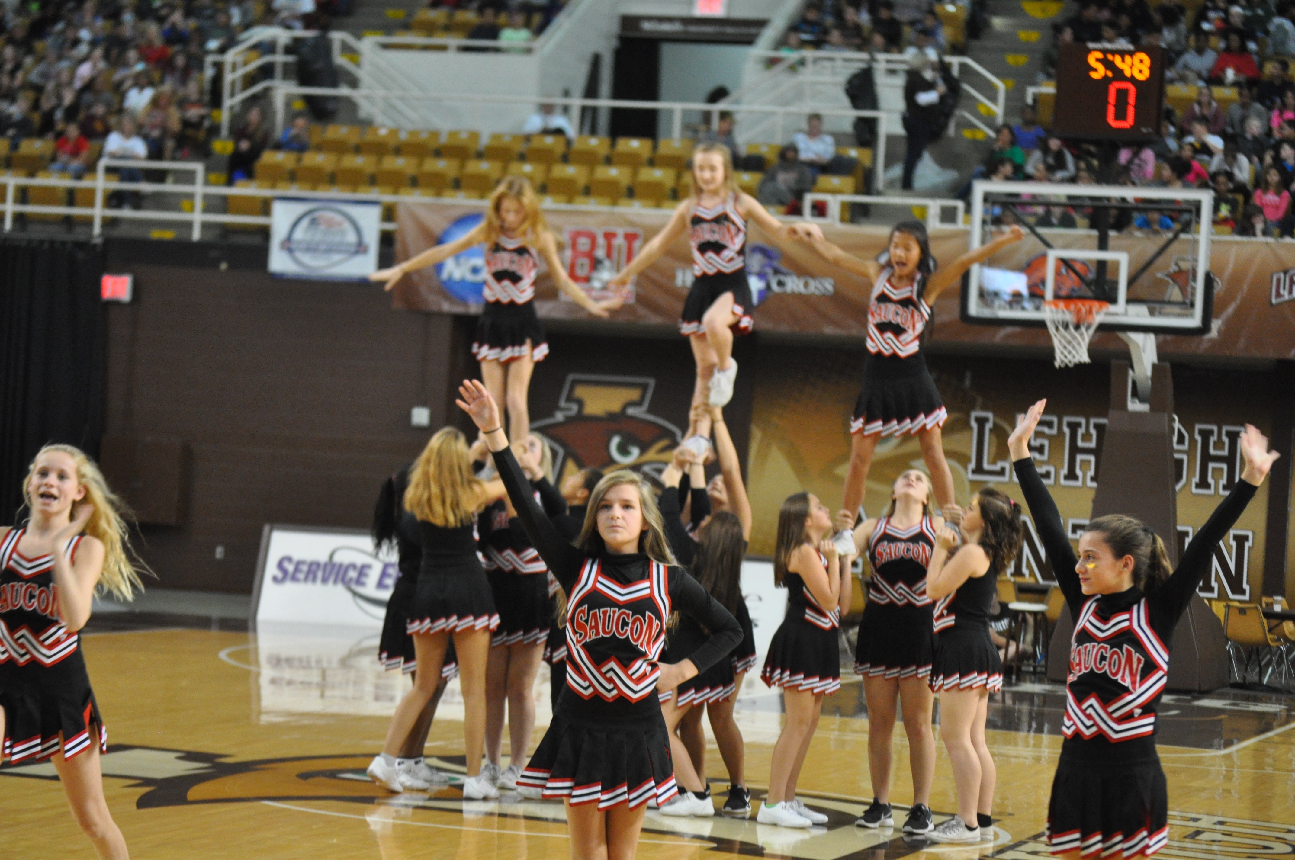 The SVMS cheerleaders during a break in the action.