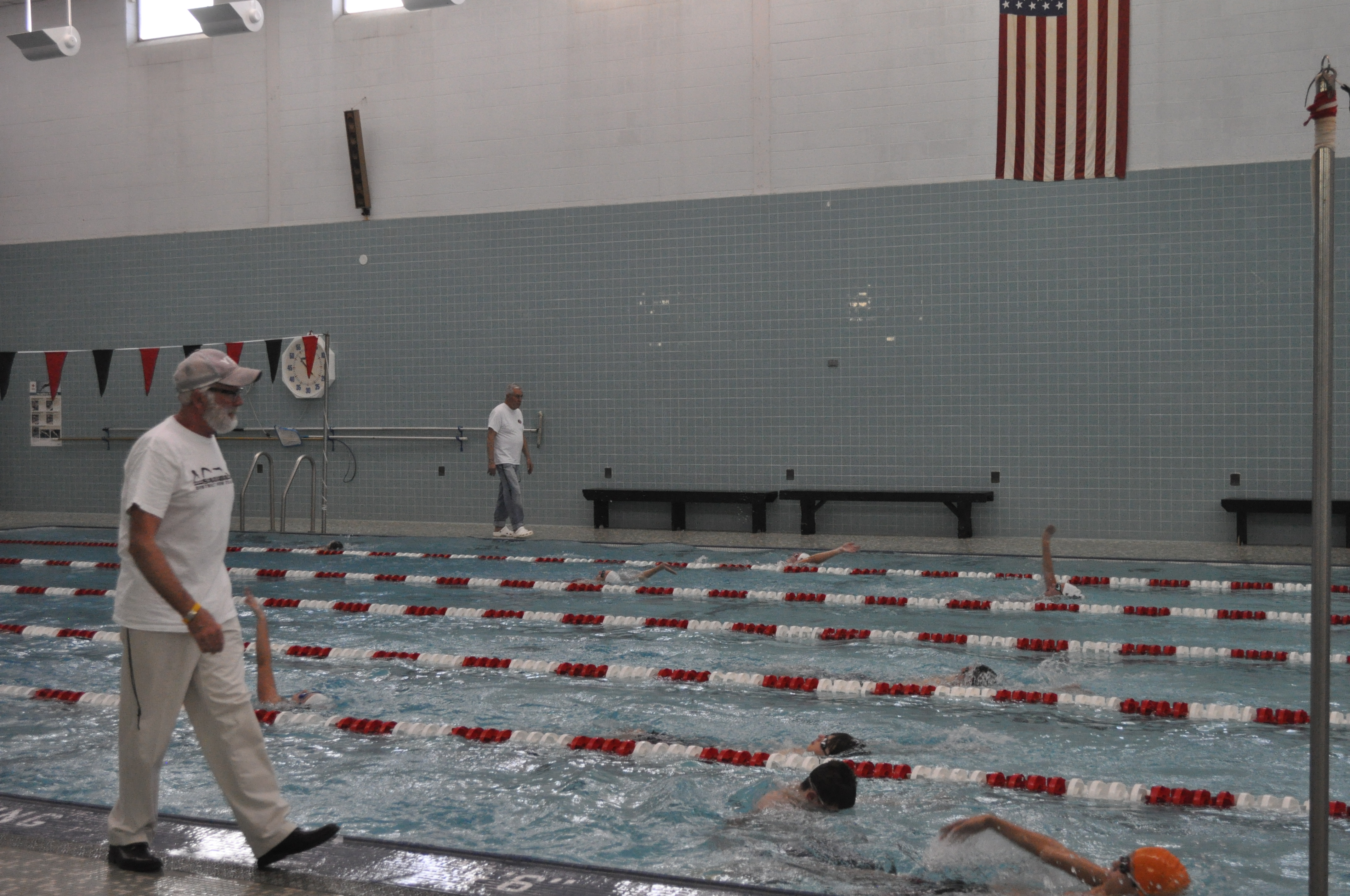 Coach Kolosky is back in the natatorium after a little break.