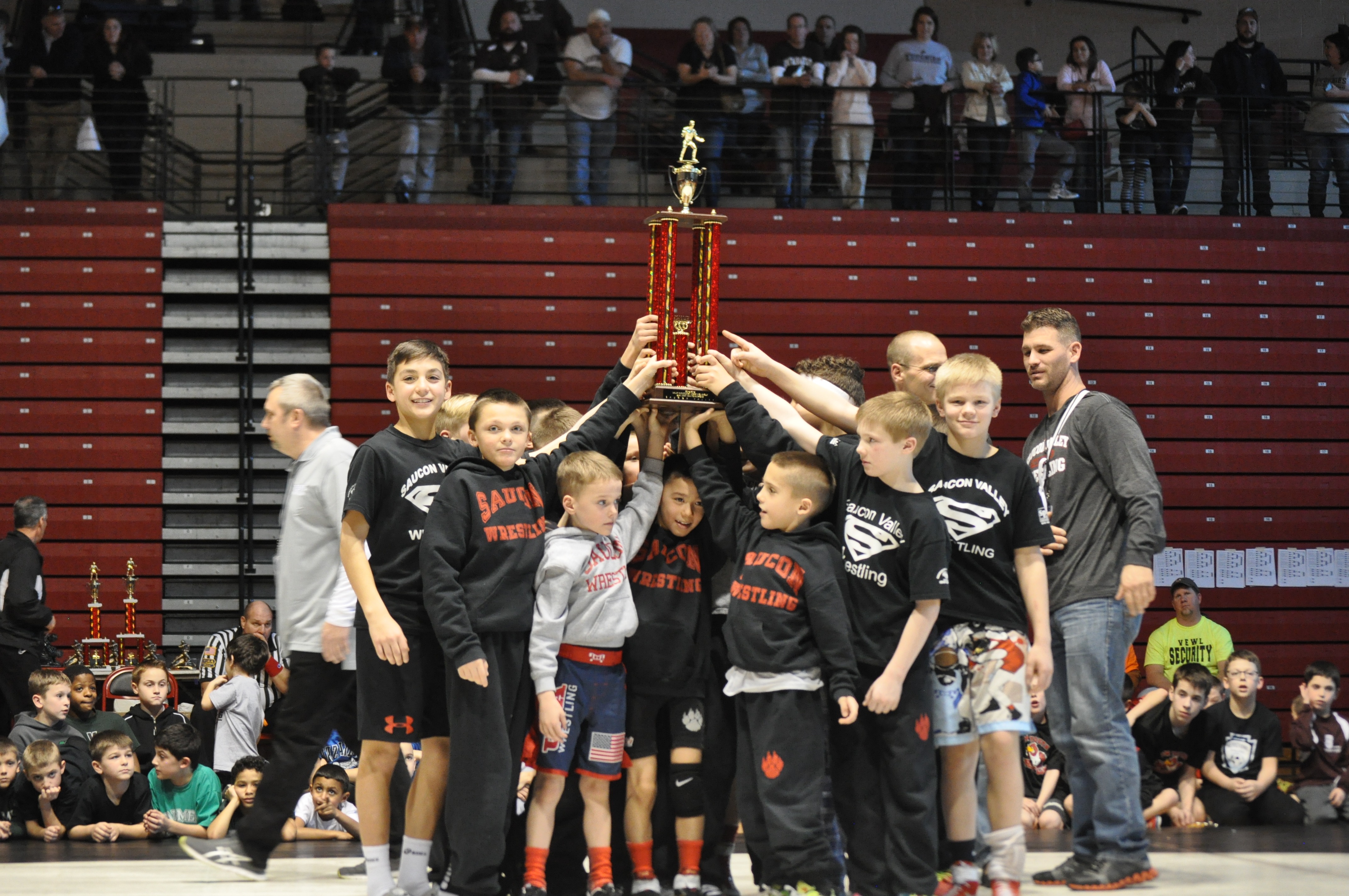 The Saucon valley youth wrestlers won the 2016 VEWL championship.