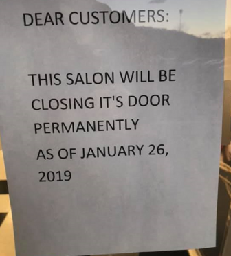 Holiday Hair Salon Closing