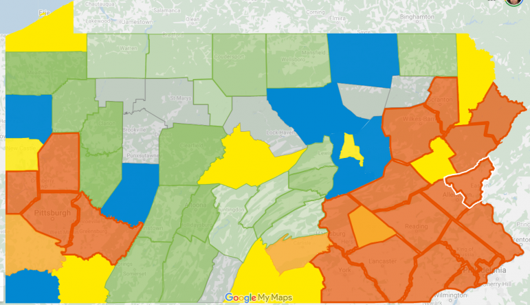 April 1 2020 Coronavirus Map Pennsylvania