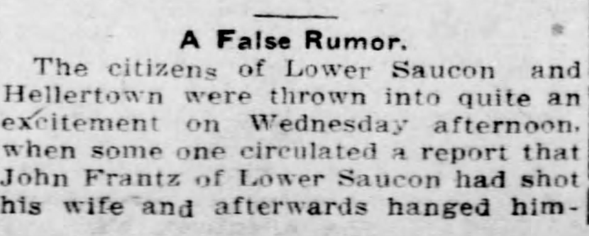 Olden Days: 'False Rumor' Caused Stir in Hellertown in 1912 - Saucon Source