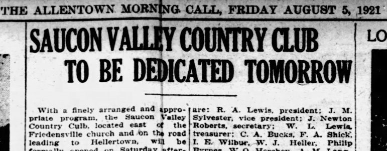 Saucon Valley Country Club 1921