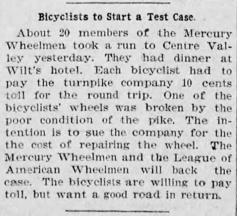 Bicyclists Test Case Center Valley