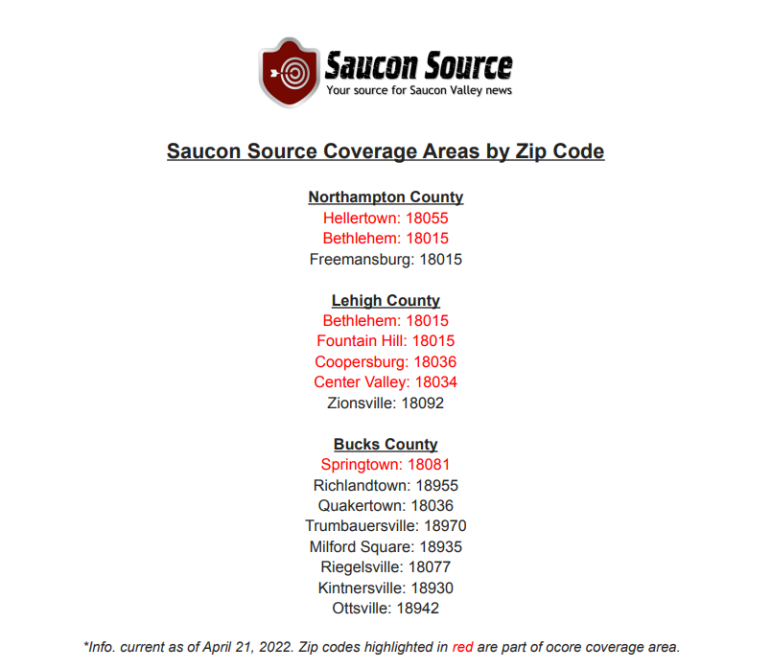 Saucon Source Zip Codes